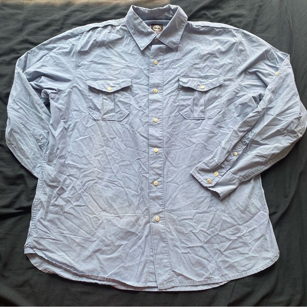 Timberland Men’s Light Blue Long-Sleeve Button-Down Shirt